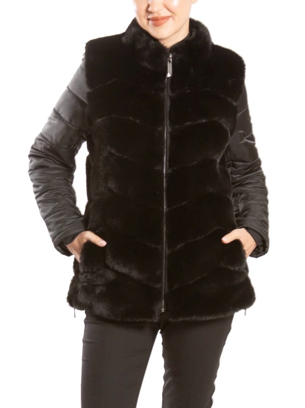 Belle Fare Marseille Faux Fur Quilted Jacket
sz M